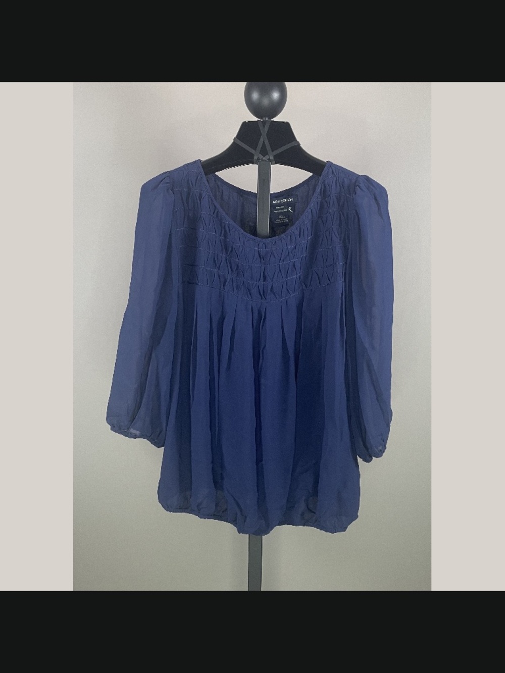 NEW Max Edition Shirt Womens Medium blue blouse boho classic
